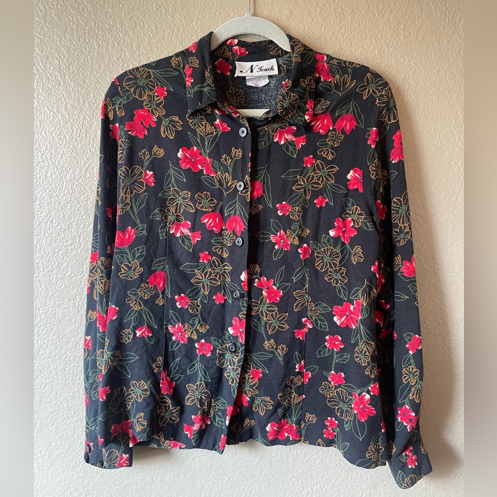 Vintage N Touch floral button down blouse